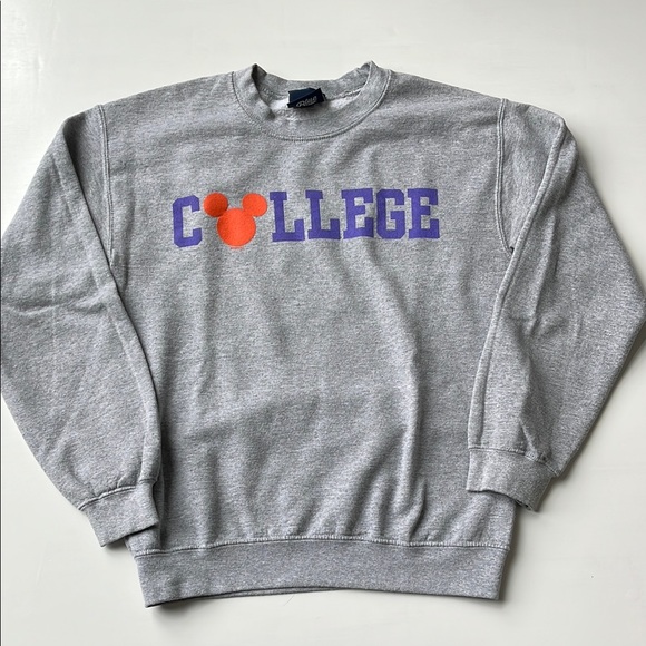 DISNEY Gray College Sweatshirt with Mickey Mouse head and letters - Picture 1 of 4